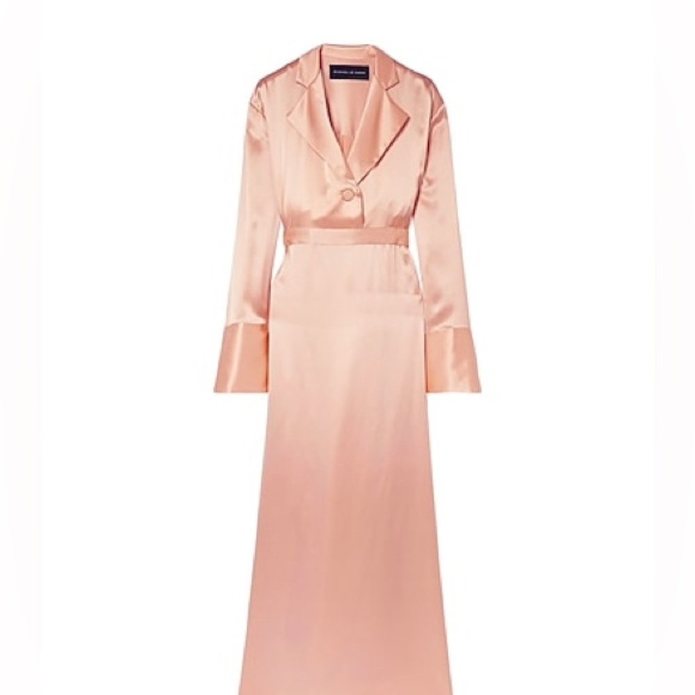 Michael Lo Sordo satin, long sleeves, flared dress.